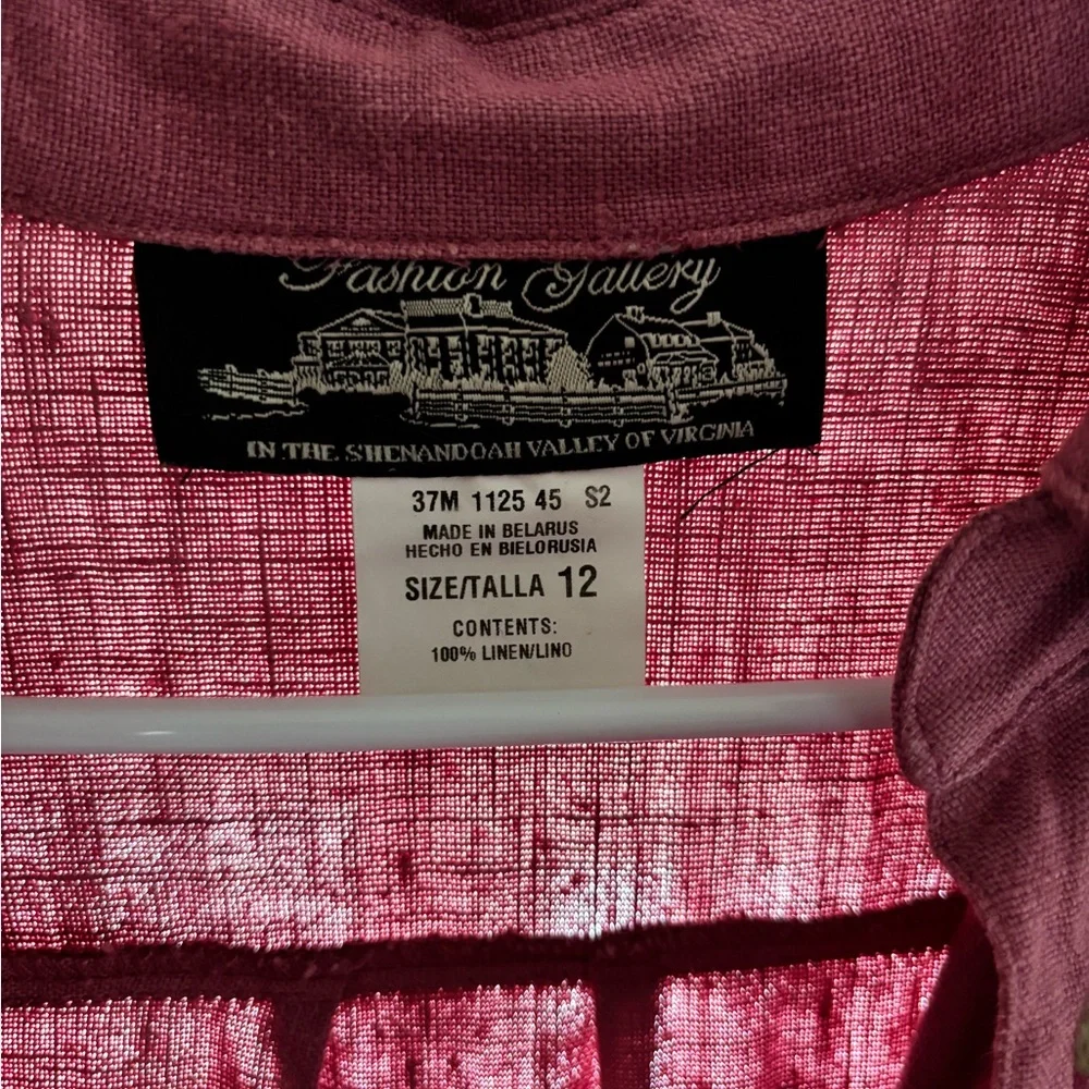 100% Linen Raspberry Dress with Pockets - Picture 2 of 5